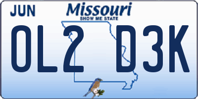 MO license plate OL2D3K