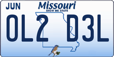 MO license plate OL2D3L