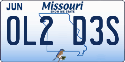 MO license plate OL2D3S