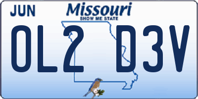 MO license plate OL2D3V