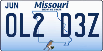 MO license plate OL2D3Z