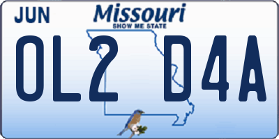 MO license plate OL2D4A