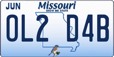 MO license plate OL2D4B