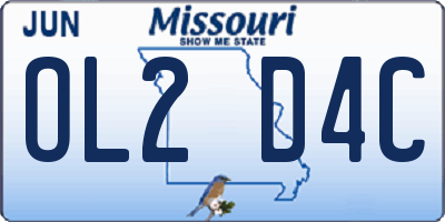 MO license plate OL2D4C