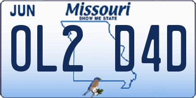 MO license plate OL2D4D
