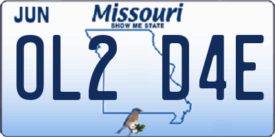 MO license plate OL2D4E