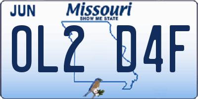 MO license plate OL2D4F