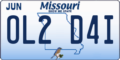 MO license plate OL2D4I