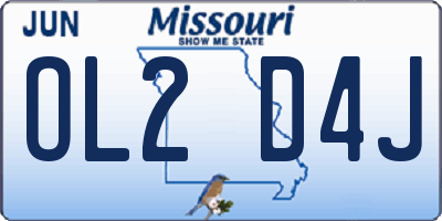 MO license plate OL2D4J