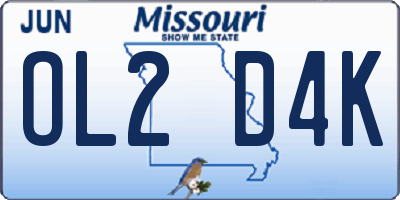 MO license plate OL2D4K