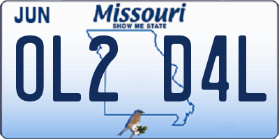MO license plate OL2D4L