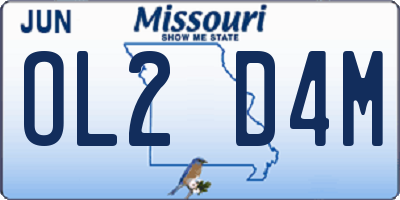 MO license plate OL2D4M