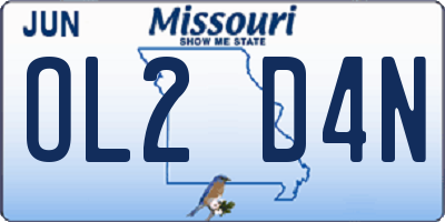 MO license plate OL2D4N