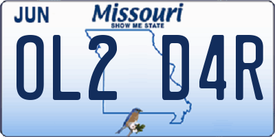 MO license plate OL2D4R