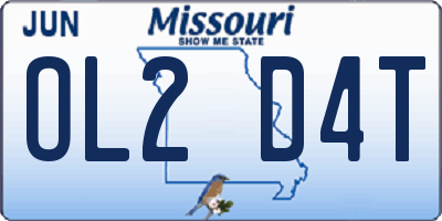 MO license plate OL2D4T