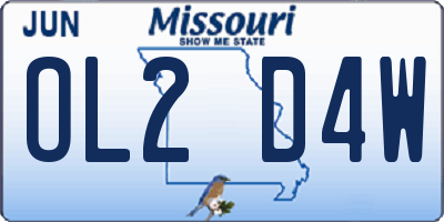 MO license plate OL2D4W