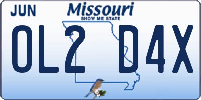 MO license plate OL2D4X