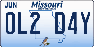 MO license plate OL2D4Y