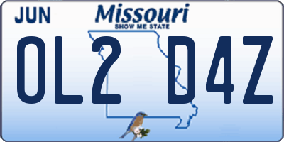 MO license plate OL2D4Z