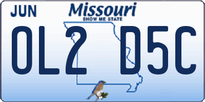 MO license plate OL2D5C