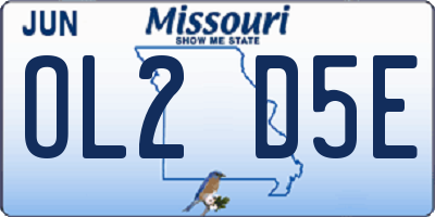 MO license plate OL2D5E