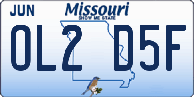 MO license plate OL2D5F