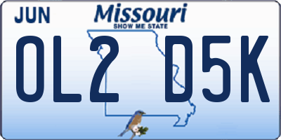 MO license plate OL2D5K