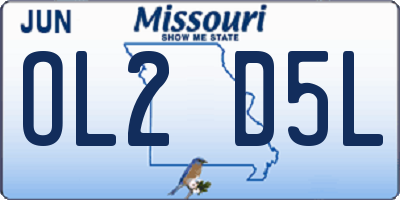 MO license plate OL2D5L