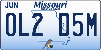 MO license plate OL2D5M