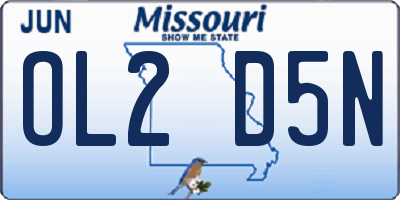 MO license plate OL2D5N