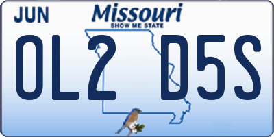MO license plate OL2D5S