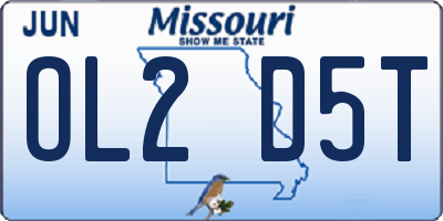 MO license plate OL2D5T