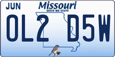MO license plate OL2D5W