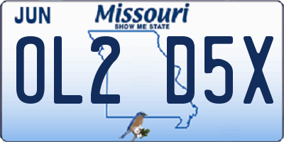MO license plate OL2D5X