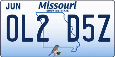 MO license plate OL2D5Z