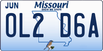 MO license plate OL2D6A