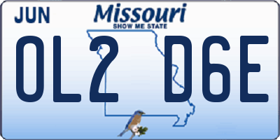 MO license plate OL2D6E