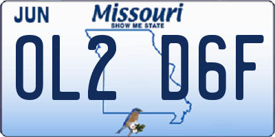 MO license plate OL2D6F