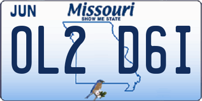 MO license plate OL2D6I