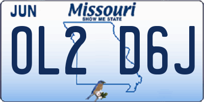 MO license plate OL2D6J