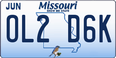 MO license plate OL2D6K