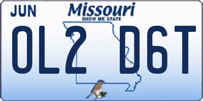 MO license plate OL2D6T