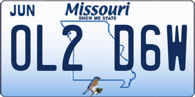 MO license plate OL2D6W