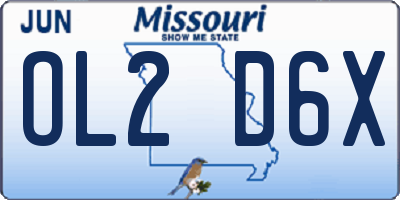 MO license plate OL2D6X