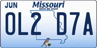 MO license plate OL2D7A