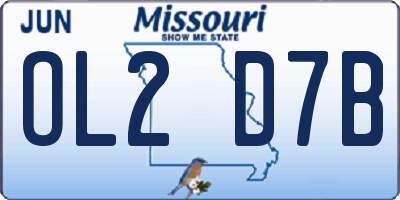MO license plate OL2D7B
