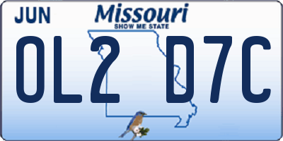 MO license plate OL2D7C