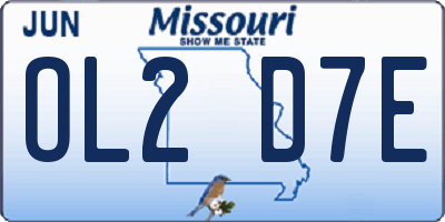 MO license plate OL2D7E