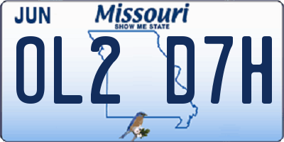 MO license plate OL2D7H