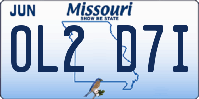 MO license plate OL2D7I